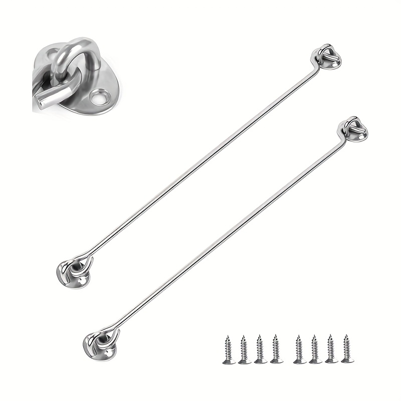 E-shop 2er-Pack Sturmhaken Edelstahl Torhaken Fensterhaken Helter Verriegelungshaken Kabinenhaken Edelstahl Ösenhaken Türsturmhaken für Türen Fenster