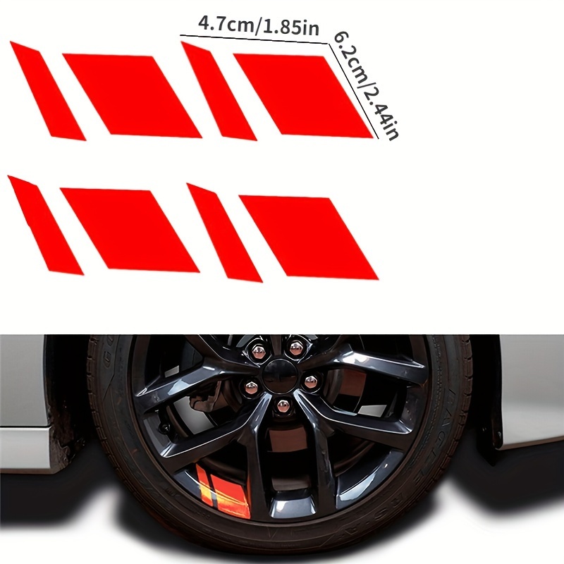 4Pcs SPORT Style Auto Car Rims Wheel Hub Racing Sticker Graphic Decal Strip  Red