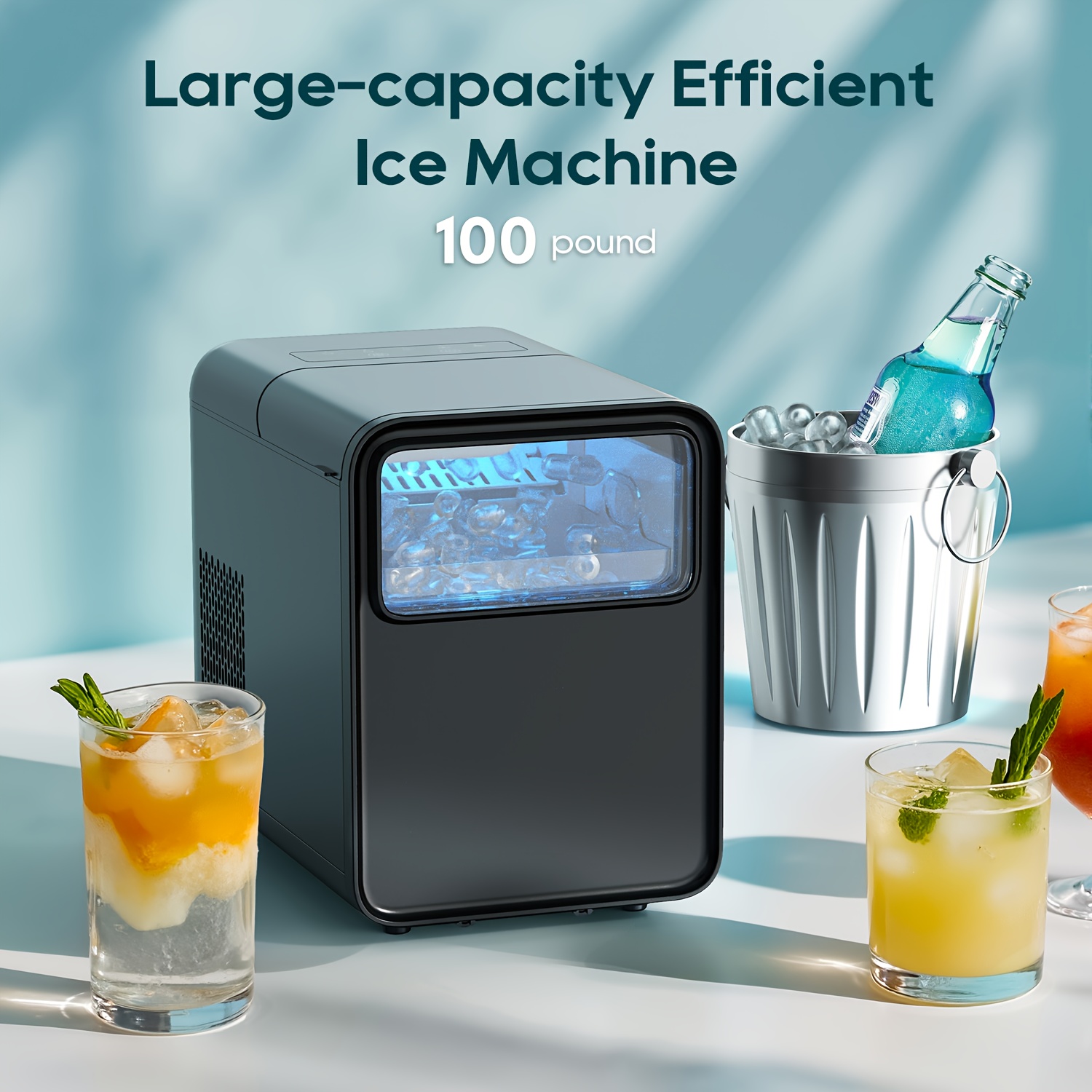 VEVOR Machine a Glacons de Comptoir Capacite 11,8 kg/24 h, Appareil de Preparation de Glacons en Forme de Balle Portable, Autonettoyante avec Pelle a Glace et Panier, pour Cuisine Bar Bureau, Noir