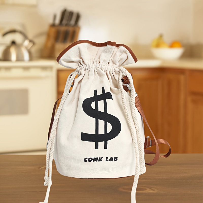 dollar sign canvas backpack japanese portable storage - Temu