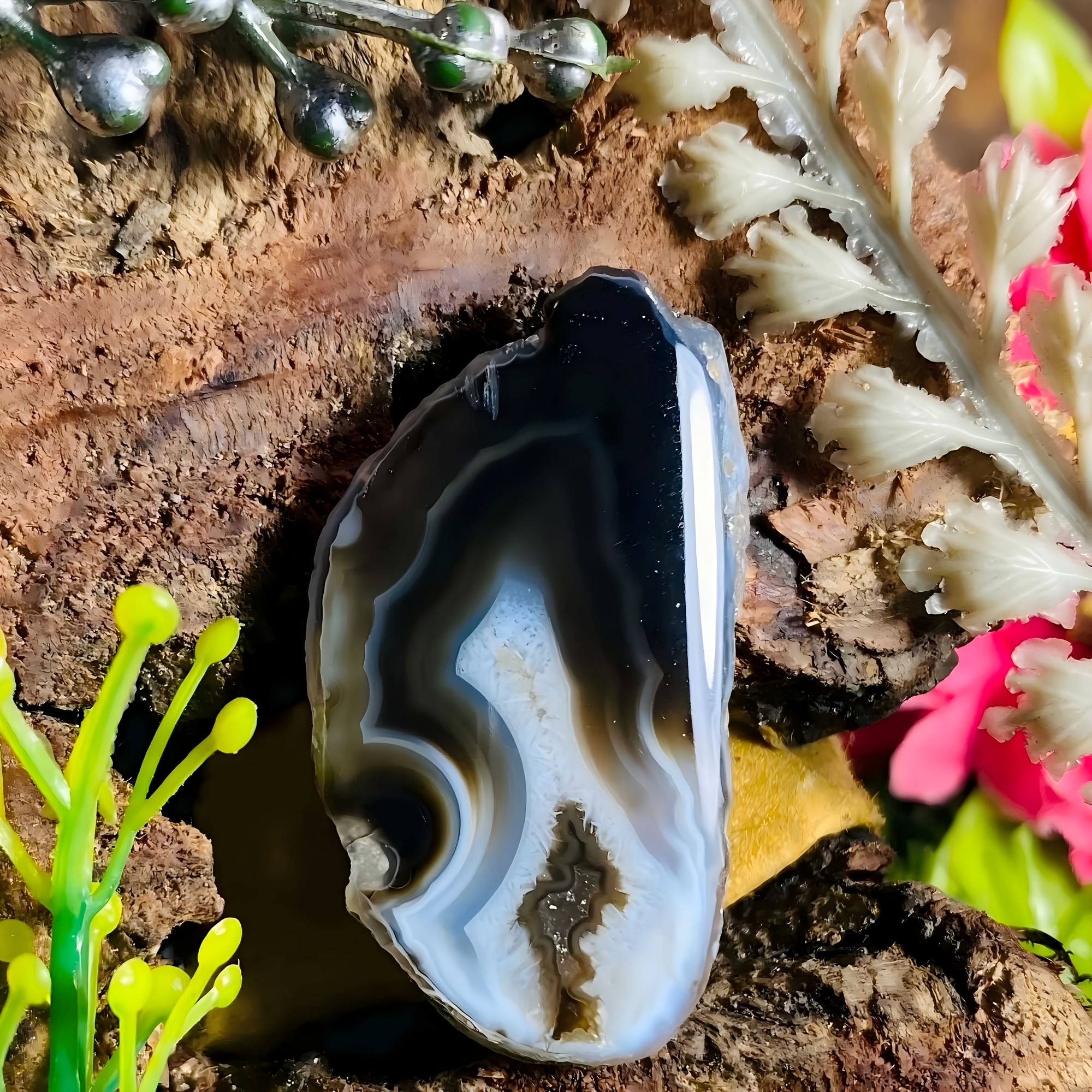 10/20pcs Large Black Agate Slices for Light Therapy & Decoration
