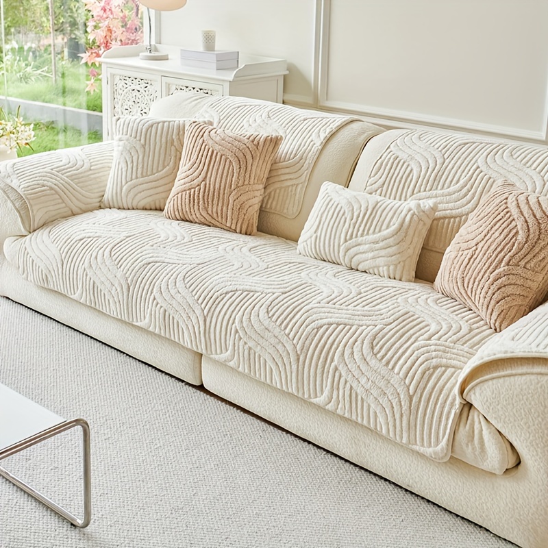 item picture 1pc bohemian plush slipcover quilted craft non slip     machine washable pet friendly soft and comfortable   living rooms bedrooms office home decor sofa protection armchairs to 4 seater combos