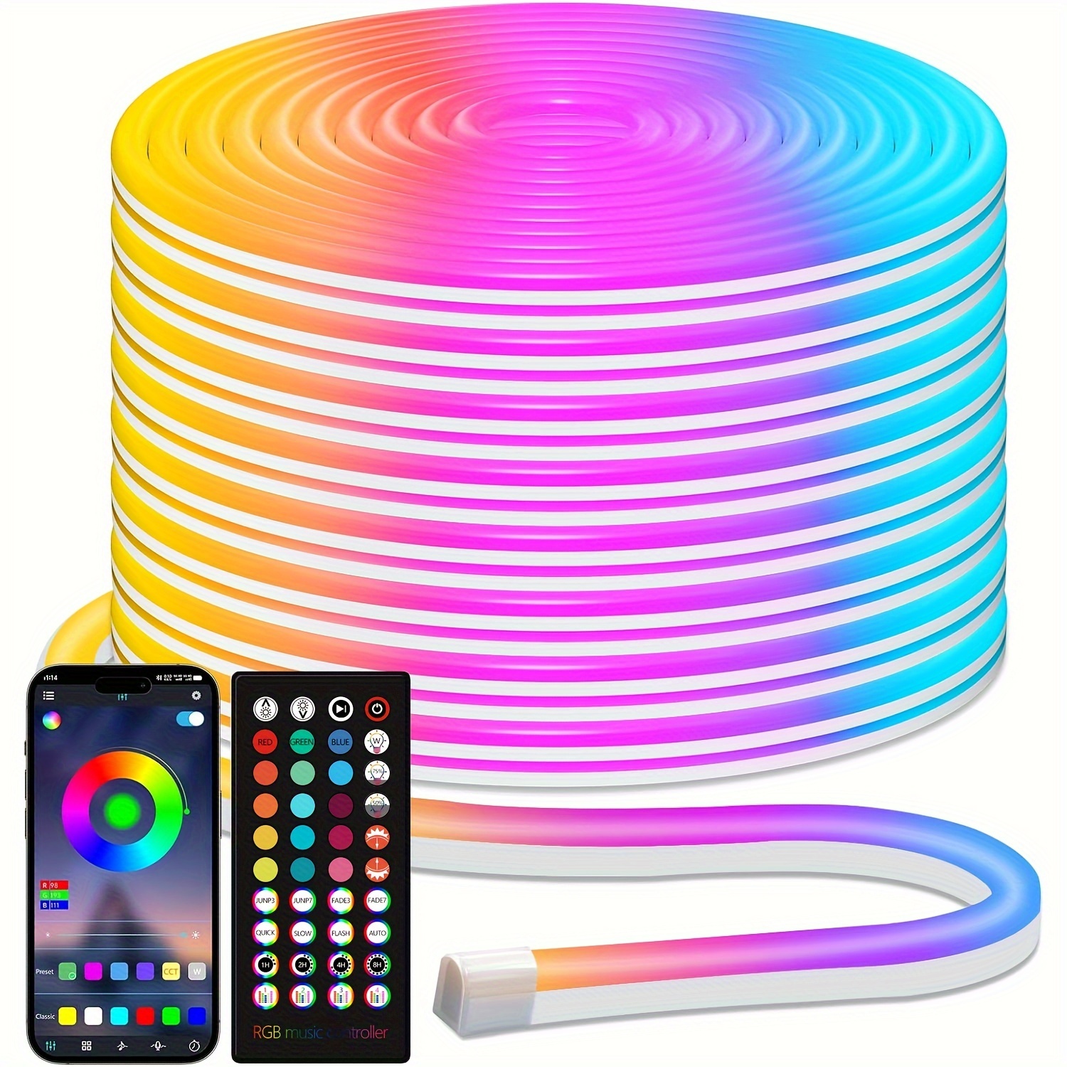 led neon rope lights rgb led strip lights control with   ip65 waterproof flexible outdoor led rope lights multiple   music   strip lights for bedroom indoor