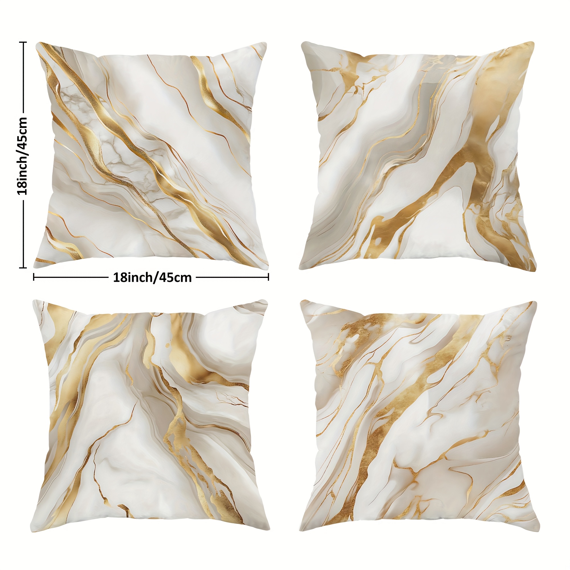 TEMU 4pcs Marble Throw Pillow Covers Abstract Modern Pillow Covers 45x45cm/ 18x18 Inch For Living Room Bedroom Sofa Bed Decoration (double Sided