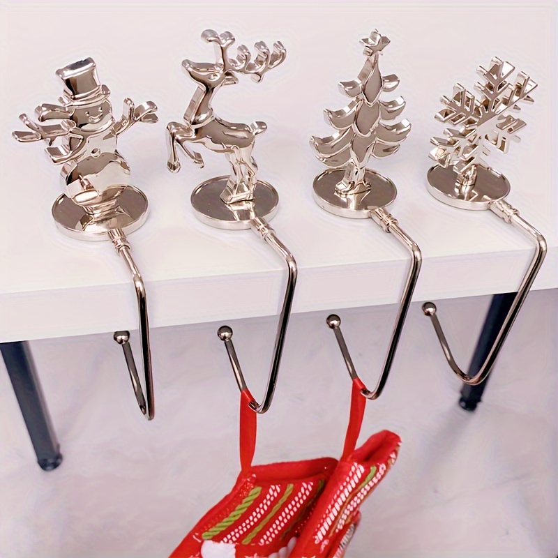 

1pc/4pcs/6pcs Christmas Socks Hook Metal Fireplace Socks Ornament Home Christmas Fireplace Hook Christmas Socks Storage Hook Christmas Gift