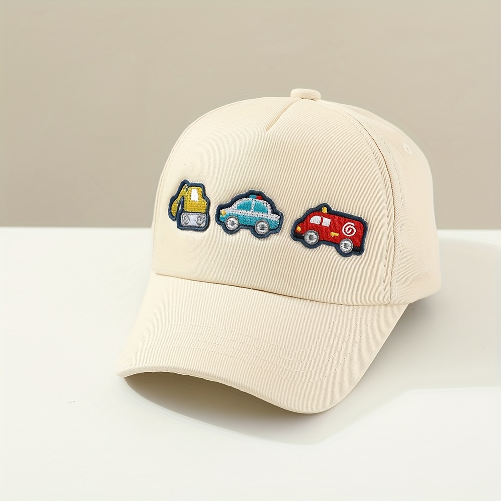 Spring/autumn Boys' Casual Cartoon Baseball Cap Embroidered Excavator Car Breathable Adjustable Teenager Cap