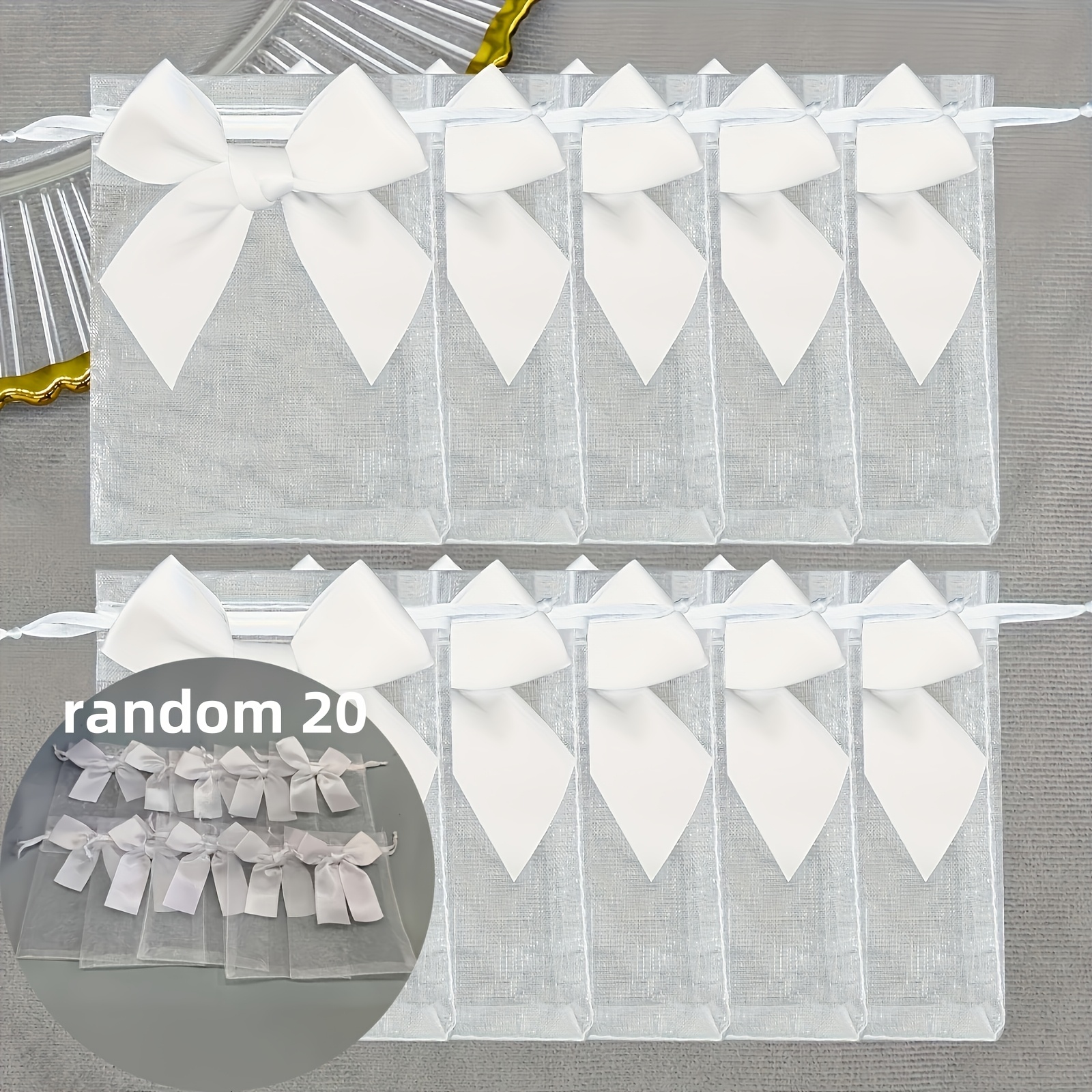 TEMU Random Style 20pcs Sheer Organza Bags, Jewelry Pouches, Drawstring Bags, Wedding Favor Gift Bags - Party Favor Bags