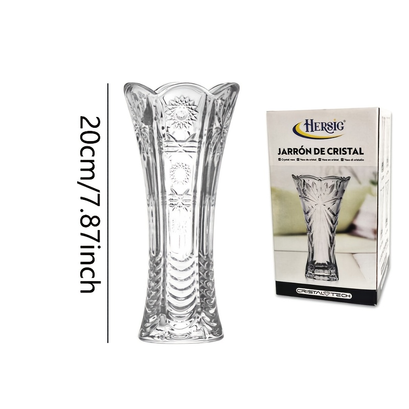 Image of A 20cm Crystal Vase Designed For A In Home Flower Displays, Perfect For For Fresh And Dried Flowers. Ideal For Enhancing The Decor Of Living Rooms, Bedrooms, And For Wedding Arrangements
