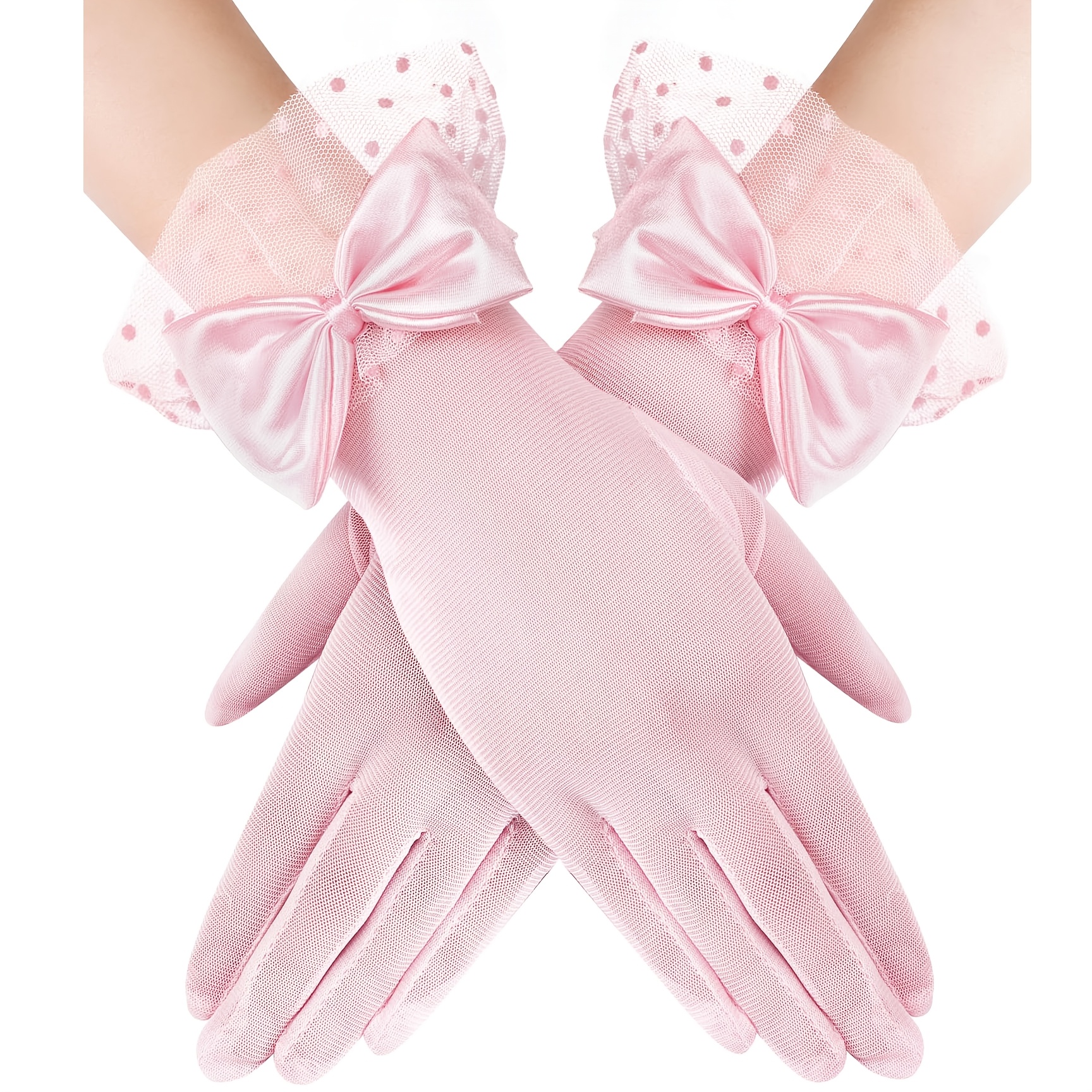 E-shop Damen Spitzenhandschuhe Hochzeit Teeparty Handschuhe Schleife Kurze Mütze Abendliche Elegante Ergänzungen für Sonnenschutz Trauerfeier