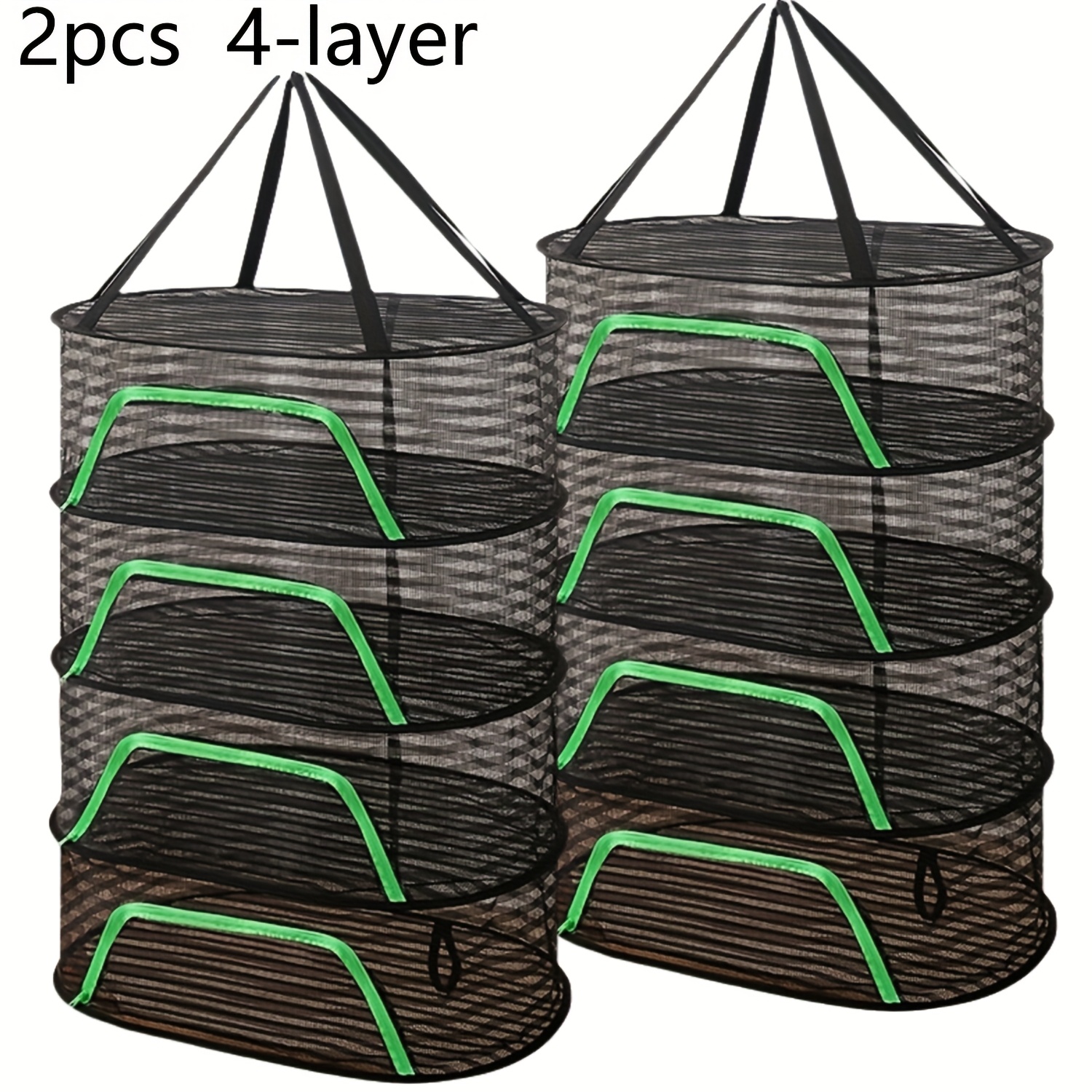 Image of 2pcs High-quality Black Drying Rack With Zipper, Mesh Design For Home Laundry And Item Storage, Portable Ventilated Drying Net For Indoor/outdoor Use, 2/3/4-tier Breathable Clothes Airer, Drying Racks