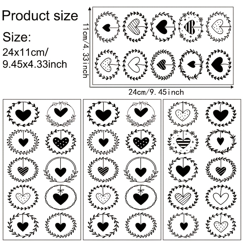 TEMU Set Of 4 Circular Heart-themed Transparent Transfer, Suitable For Furniture, Ceramics, And Wooden Crafts, Uv Dtf, Applicable To Glass, Cups,