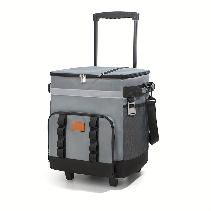 35L Large Insulated Cooler Bag with Pull Rod, Durable Polyester
