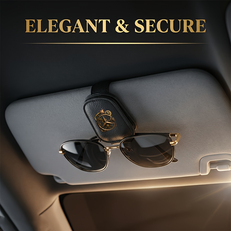 TEMU 1pc For Mercedes-benz Logo 2d Printing Car Glasses Clip Sun Visor Sunglasses Clip Made Of Pu Material Multi-functional Card Storage Clip Your