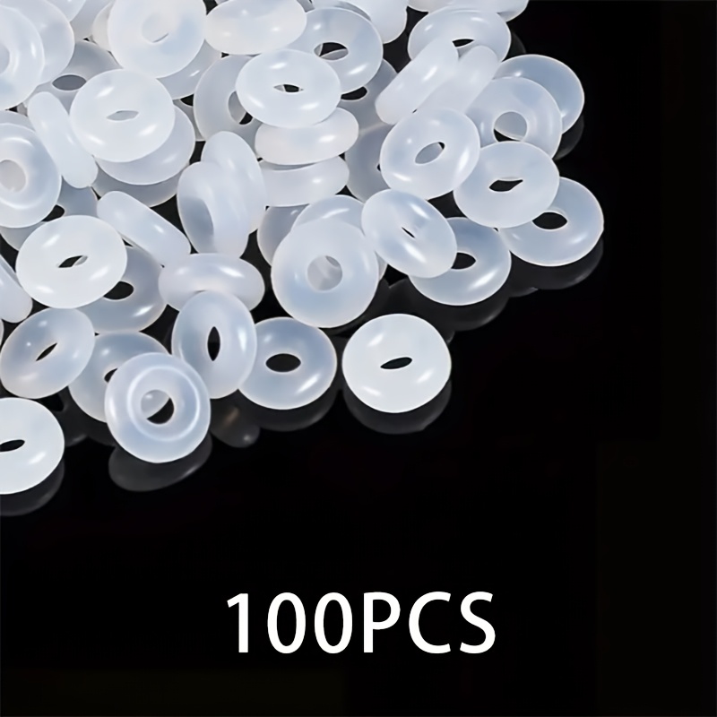 100pcs Transparent Black And White Silicone Clip Accessories Bead Ring, Suitable For Making Bracelet Necklace Accessories, Hole 2mm