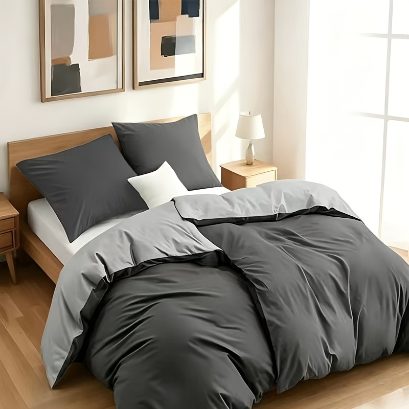 3/4pcs Bedding, Duvet + Pillowcase 80x80cm, Reinforced, Zippered Bed Sheet, Modern Monochrome Design, Skin-friendly, Hypoallergenic, Durable.