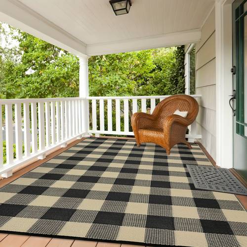outdoor rug plastic straw rug large outdoor rugs reversible plastic outdoor rug waterproof modern patio floor carpet mat modern lattice rugs for camping backyard porch rv pool deck picnic beach trailer black coffee
