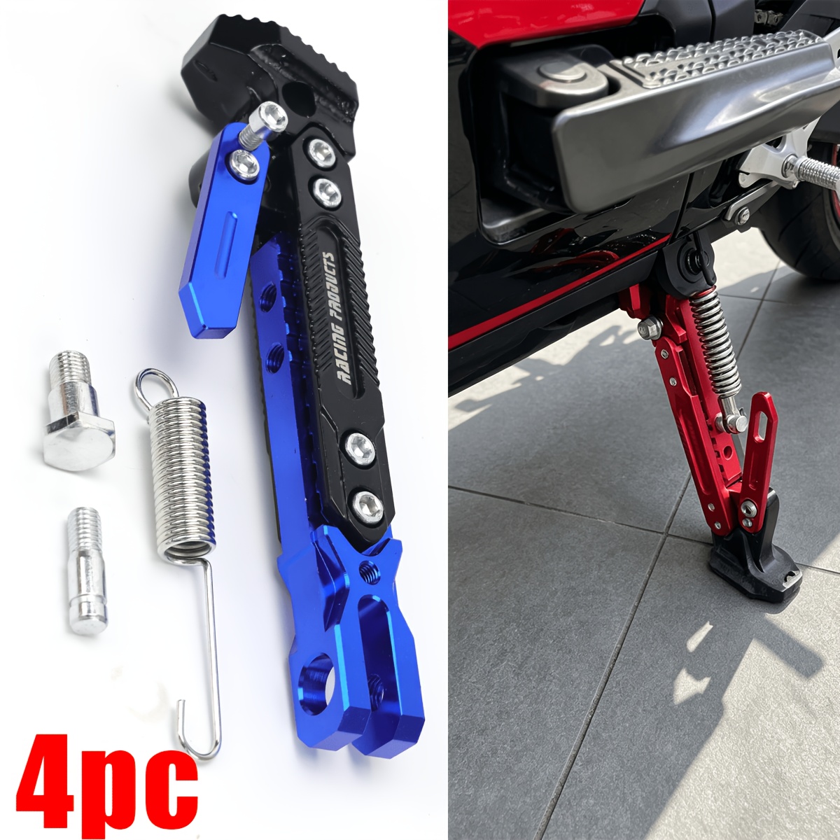 TEMU 4pcs Motorcycle Side Stands, Motorcycle , Adjustable Motorcycle Side Braces, Heavy-duty Aluminum Alloy Side Supports, Suitable For Electric