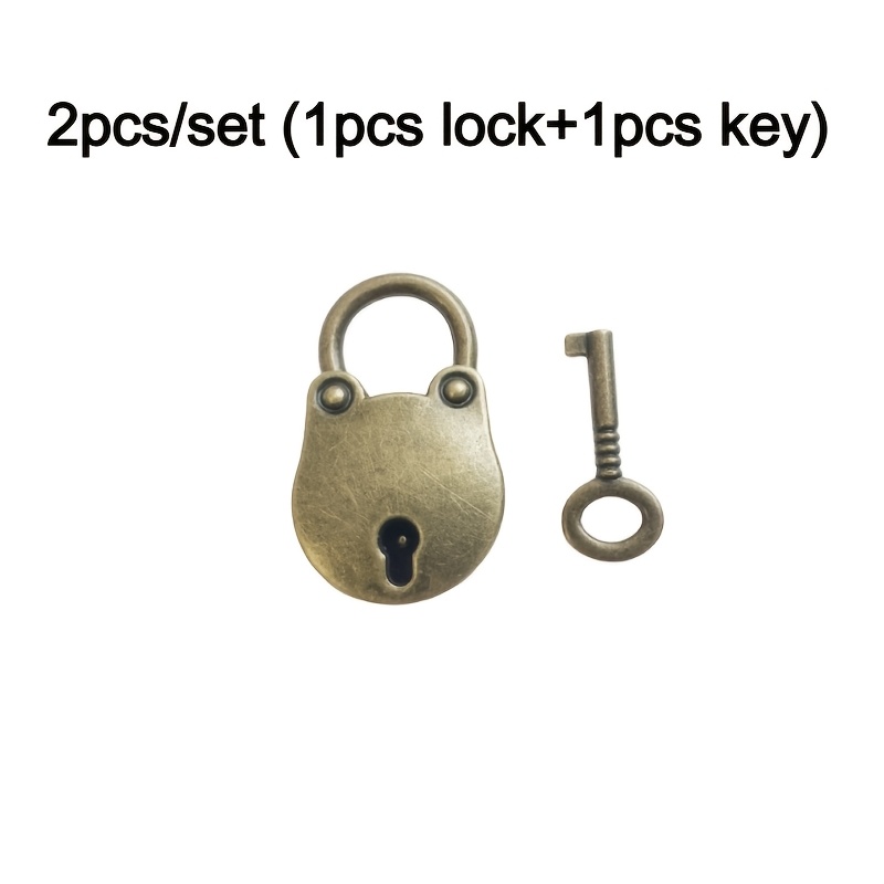 TEMU 2pcs/Set (1pc Cadenas + 1pc Clé) Mini Cadenas en Métal Bronze - Mini Cadenas de de Passe - Cadenas de Tiroir Cadenas de Tête Cadenas de Porte de