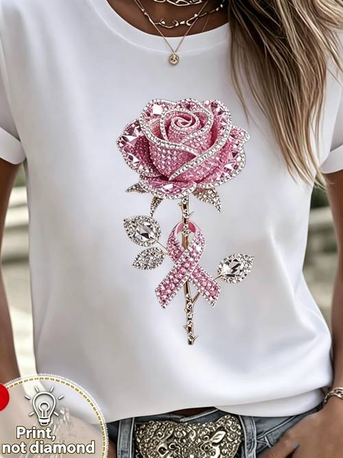 2d printed pink design womens short sleeve t shirt comfortable casual top multiple sizes outdoor and everyday casual wear