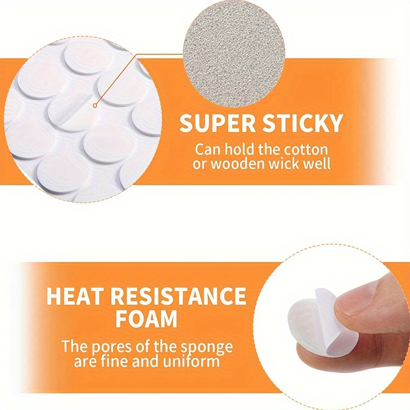 

100pcs Super Heat Resistant Foam Candle Wick Stickers, Plastic Wax Wick Adhesive Dots For Candle Making