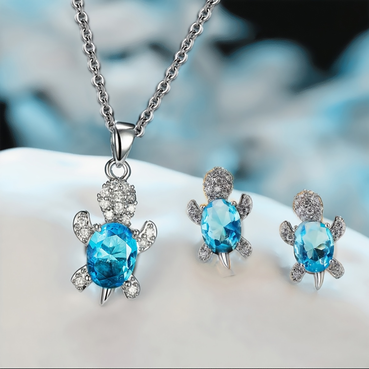 TEMU Set di gioielli da 3 pezzi YX&ST per donna con marina - Collana e orecchini placcati con ciondolo a forma di marina, regalo con animale a lei,
