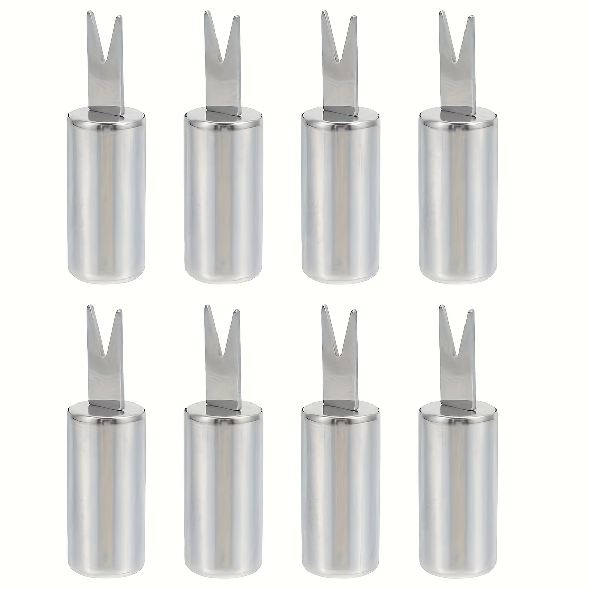 8pcs Stainless Steel Corn Forks - Durable Double Fork Design, Suitable For Grilling, Picnics, And Outdoor Cooking - Portable Kitchen Accessory
