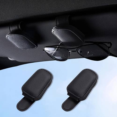 eyeglass holder shades clip hook sun visor eyewear holder faux leather material multifunctional car sunglass and card storage clip grip universal car models