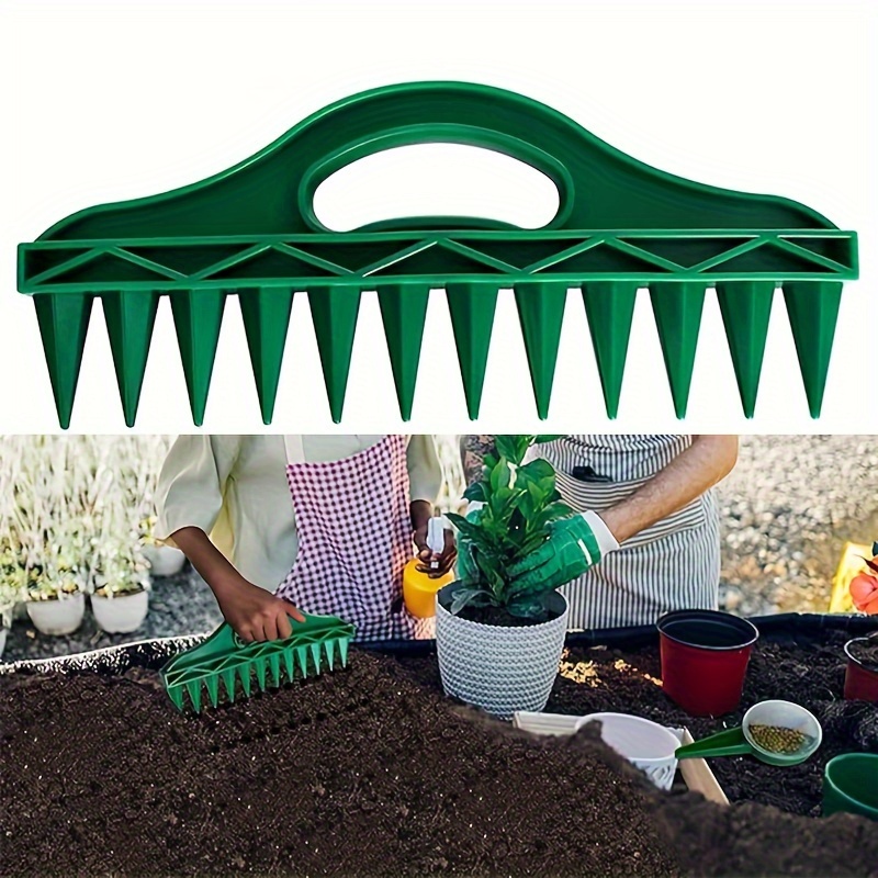 

1pc Green Plastic Handheld Planting Tool, 12-hole Seed Dispenser, Gardening Punch For Digging And