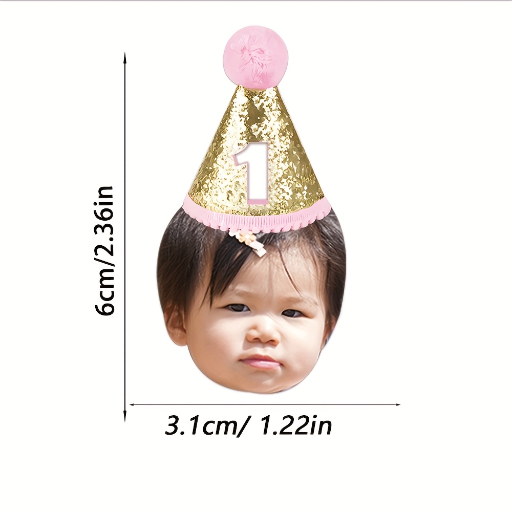 TEMU 40 autocollants personnalisés pour premier anniversaire, étiquettes photo sur chapeau de fête d'anniversaire, décoration pour 1er anniversaire,