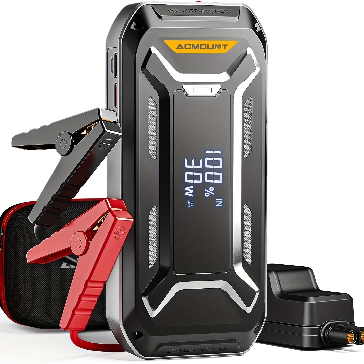 

Acmount Car , 5000a (all Gas & 10.0l Diesel Engine), 12v Portable Battery Charger 3" Lcd Display, Usb Charge And Led