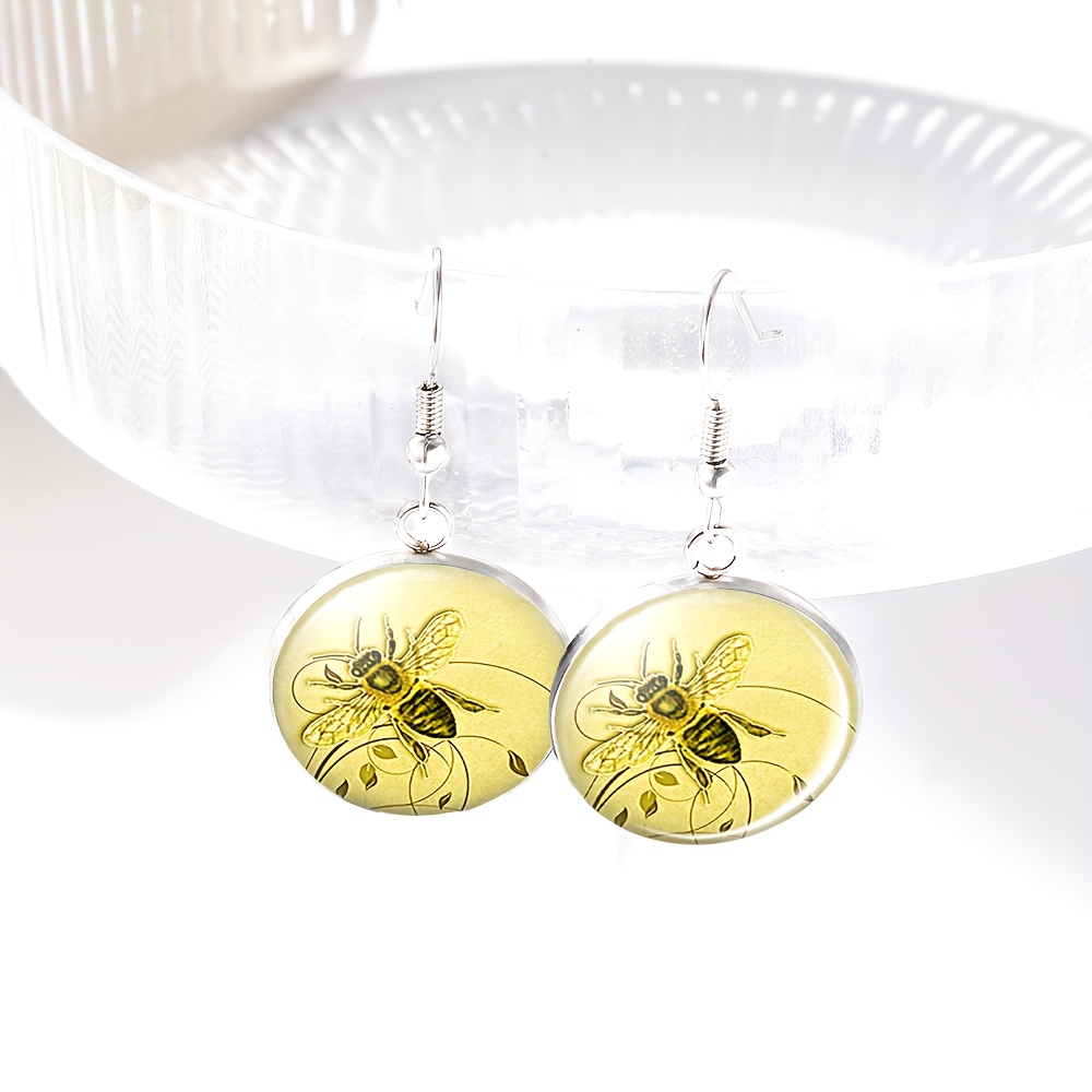 4pc Bee & Floral Jewelry Set, Necklace, Bracelet & Stud Earrings