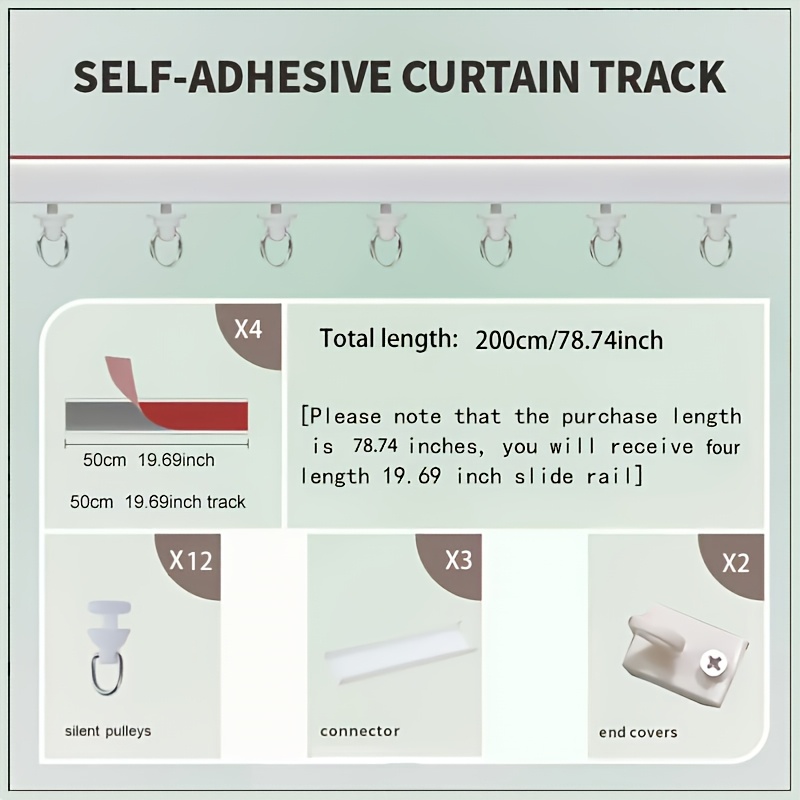 Image of Self-adhesive Curtain Track, Self-assembly And Self-cutting Rail Track