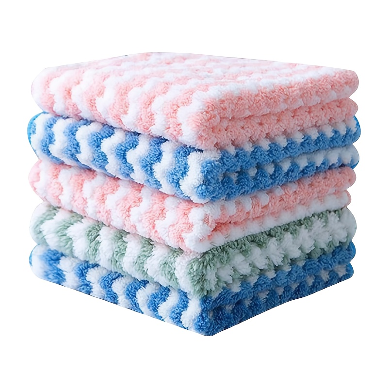 TEMU 5pcs Microfiber Cleaning Cloths - , For Kitchen, Bathroom, Car & Window Cleaning - Perfect Christmas Gift