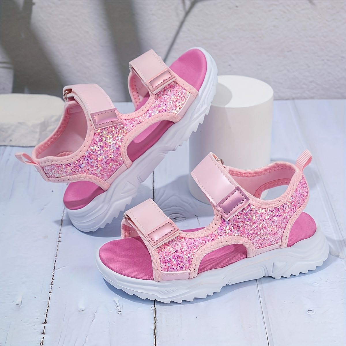 Image of Girls' Pink Sandals 2025 Summer Beach Sandals Versatile Soft Bottom Sports Sandals