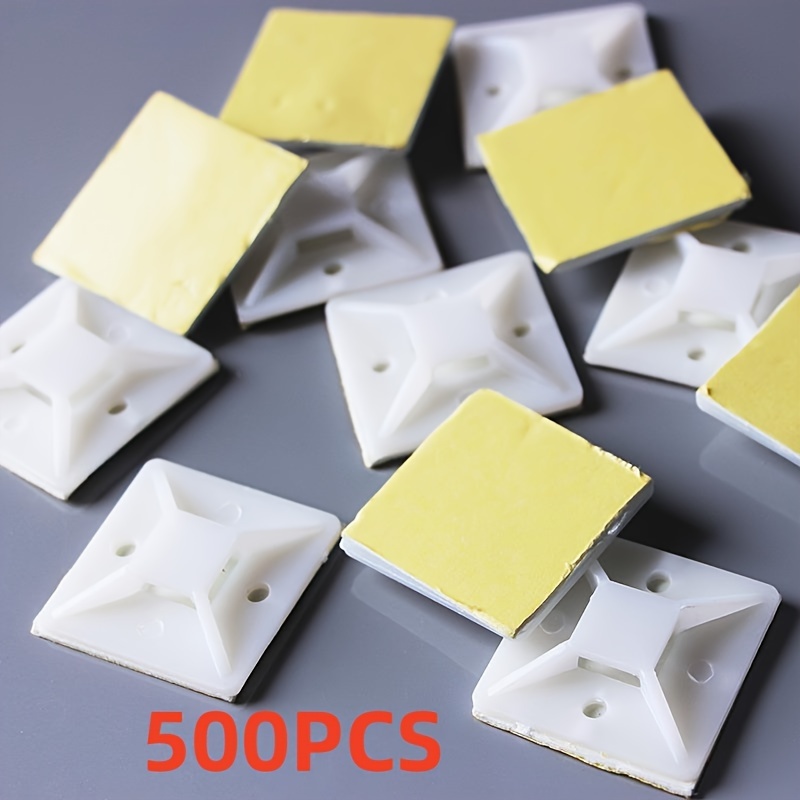 500pcs Cable Tie Bases Mount Wire Removable Self Adhesive Wall Holder Car Fixing Seat Clamps Suction Positioning Sucker