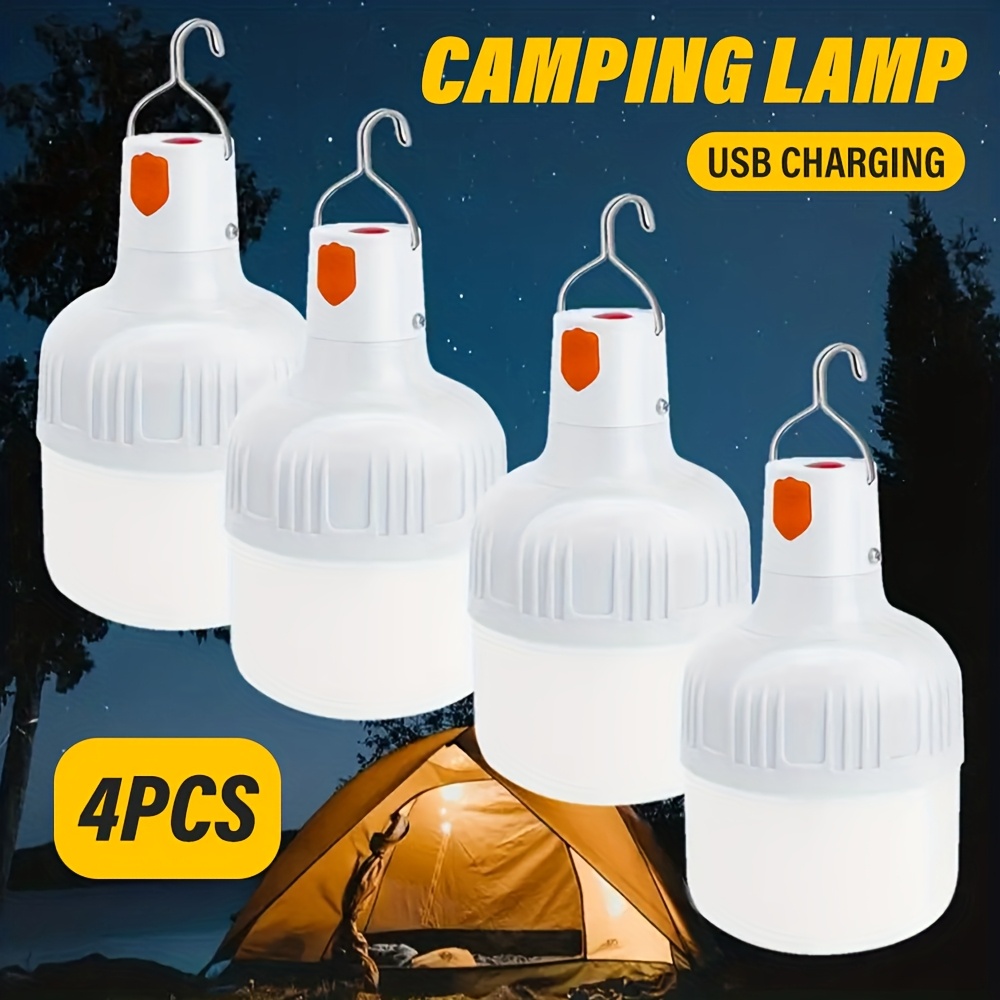4er-pack wiederaufladbare led camping lampen, usb-aufladbare tragbare laternen, hochhelle beleuchtung mit   für camping, angeln, garten, straßenverkauf, notfall & gewerbliche nutzung