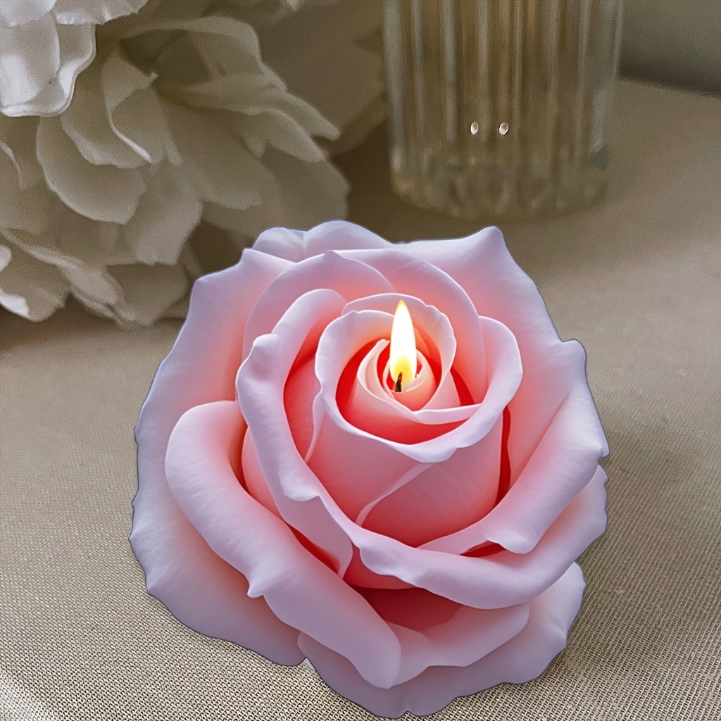 

1pc 3d Romantic Rose-shaped Silicone Mold For Candle Making, Soap Crafting - Ideal For Diy Aromatherapy, Plaster Decorations, Valentine's Day Gifts, High Temperature Resistant