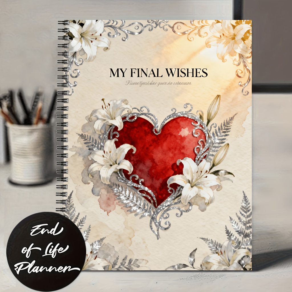 TEMU A Planner With A Red Heart Cover Silvery Accents, Featuring Warm And Soft Tones, Is A Warm And Book For End-of- And Planning. Suitable For ,
