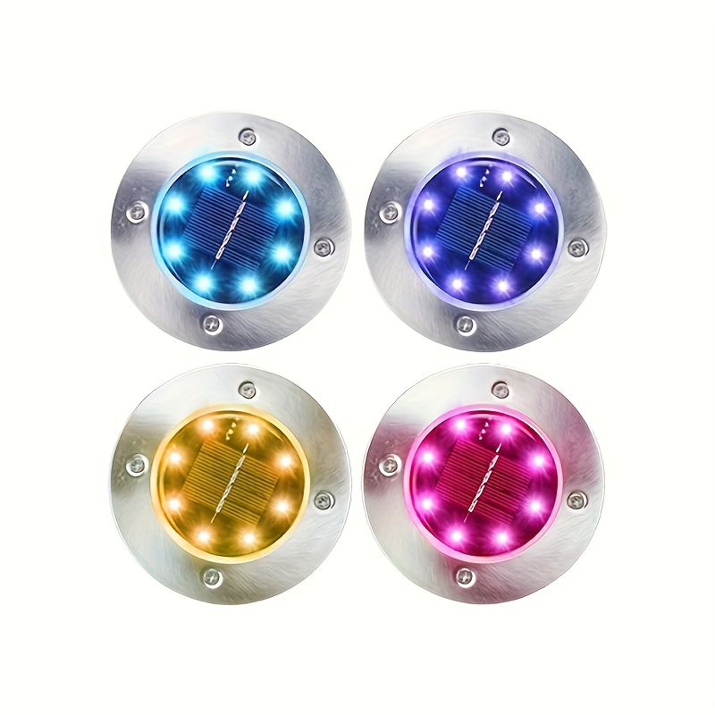 TEMU Solar Ground Light, Led , 8-led Outdoor Solar Small-sized Stainless Steel Floor Lamps, Ip55, Suitable For Courtyard, Lawn, Sidewalk, Portable,