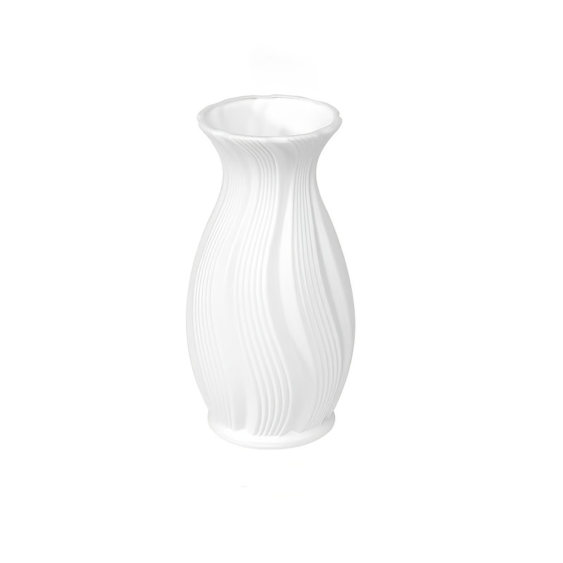 Image of White Twisted Vase, Furnishing Decorative Flower Vase, Vase For Home Use With Dried And