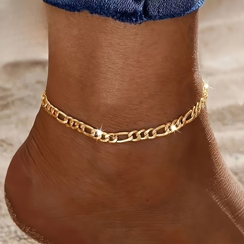 TEMU Tobillera dorada hipoalergénica de calidad, elegante, tobillera para mujer, un accesorio de moda para uso diario o fiestas, joyería de tobillera