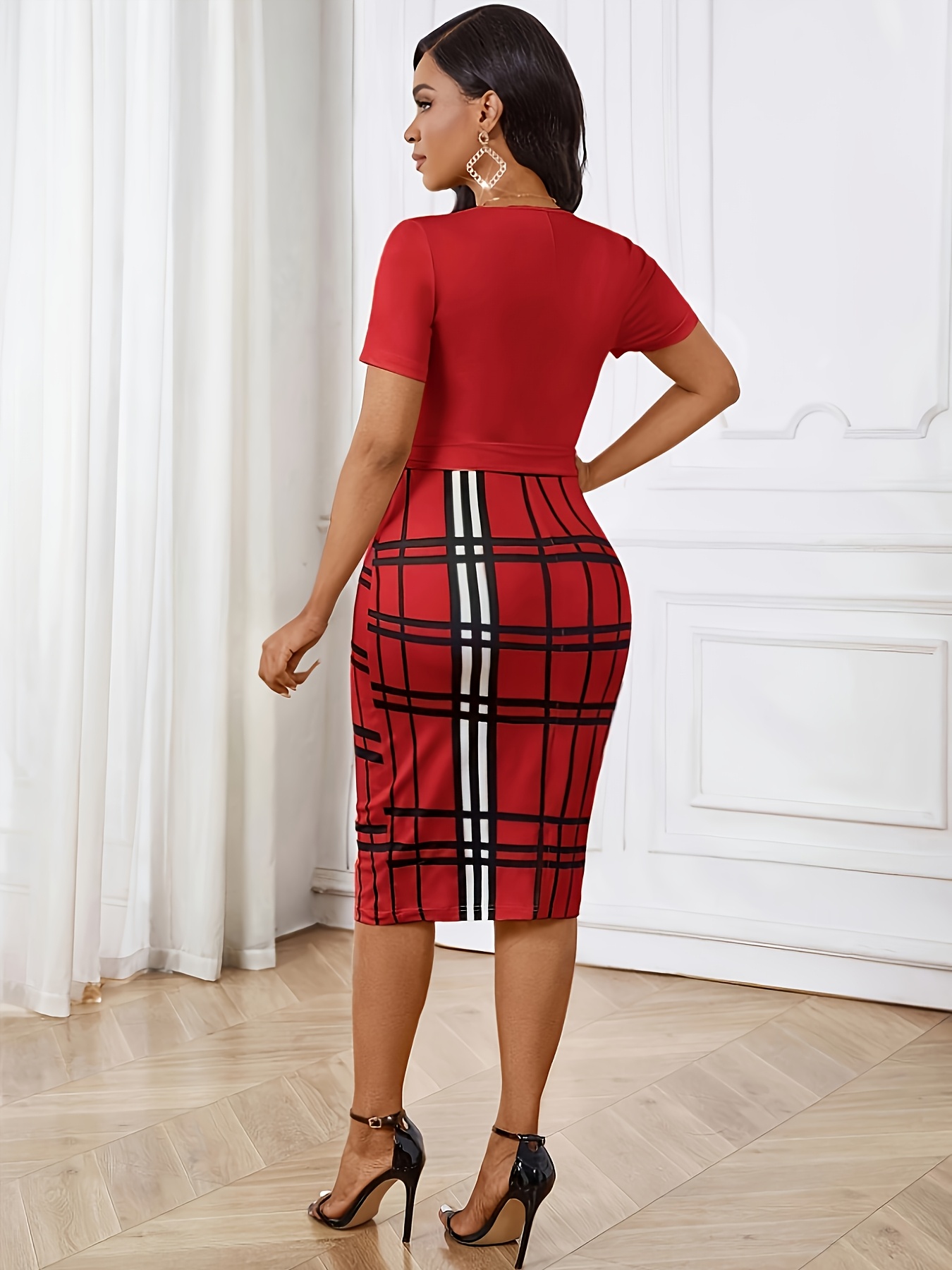 Women'S Black Shirt Collar Printed Women'S Dress
