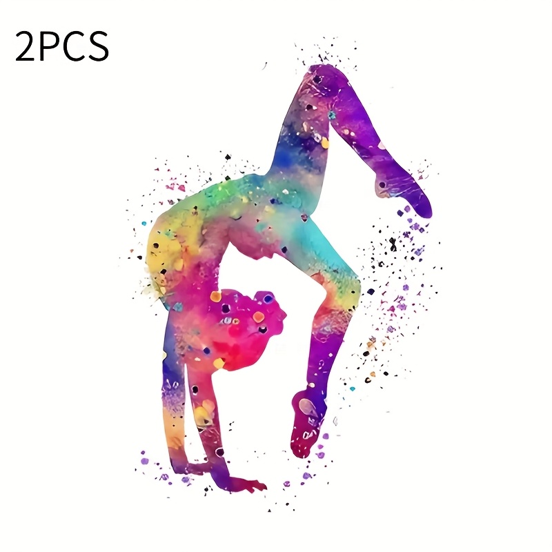 Image of 2pcs-color Gymnastics Hot Transfer Stickers-durable And Long-lasting, Suitable For Diy T-shirts, Sweatshirts, Backpacks, Jackets, Handbags, Pillows - Diy Enthusiast Fashion Accessories