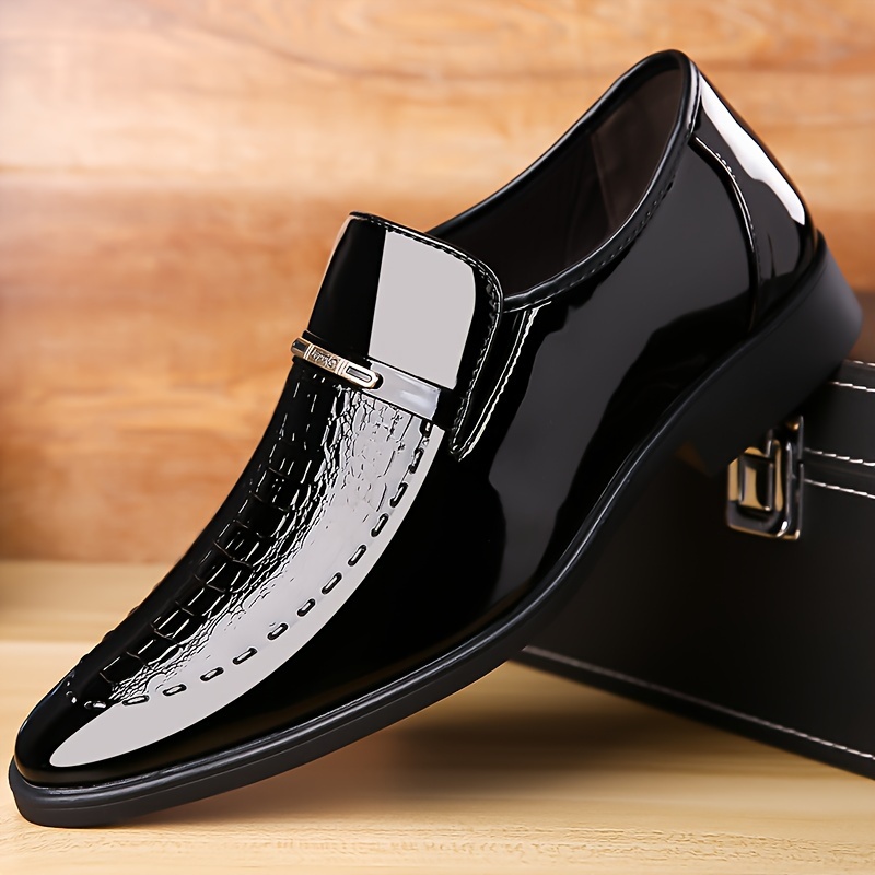 Leather Dress Mens Patent Evening Shoes *'S Glossy Business Dress Shoes,  Stylish And Versatile For Casual Wear