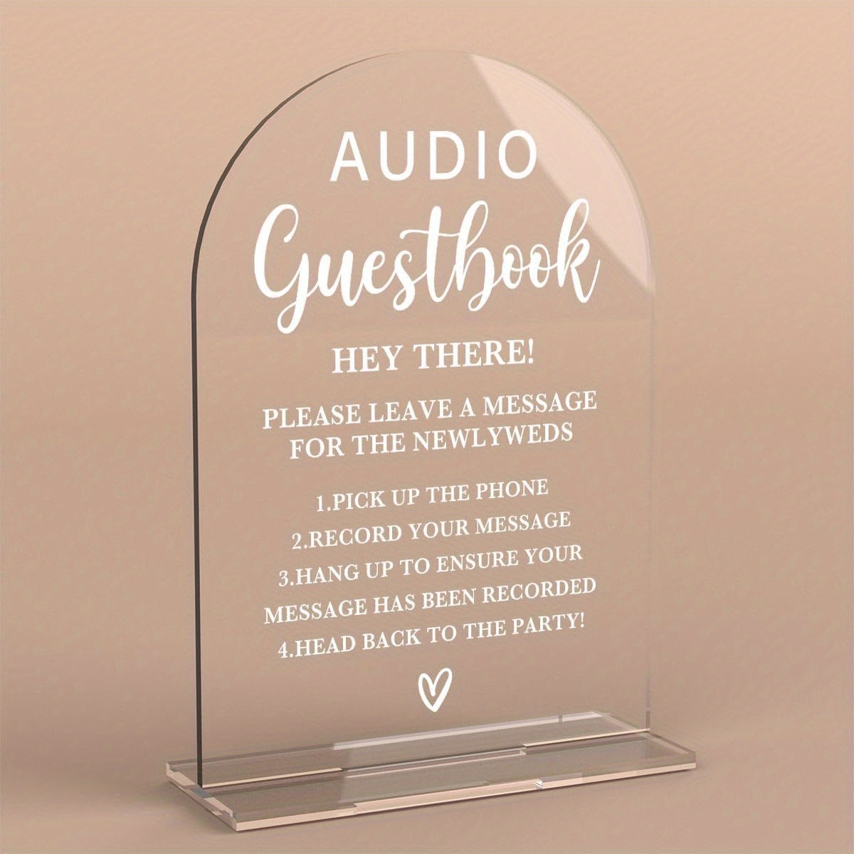 TEMU 2d Flat, Interactive Wedding Guestbook With Voice Message Recording - 2d Flat Acrylic Self-recording Message Center With Phone Operation Guide,