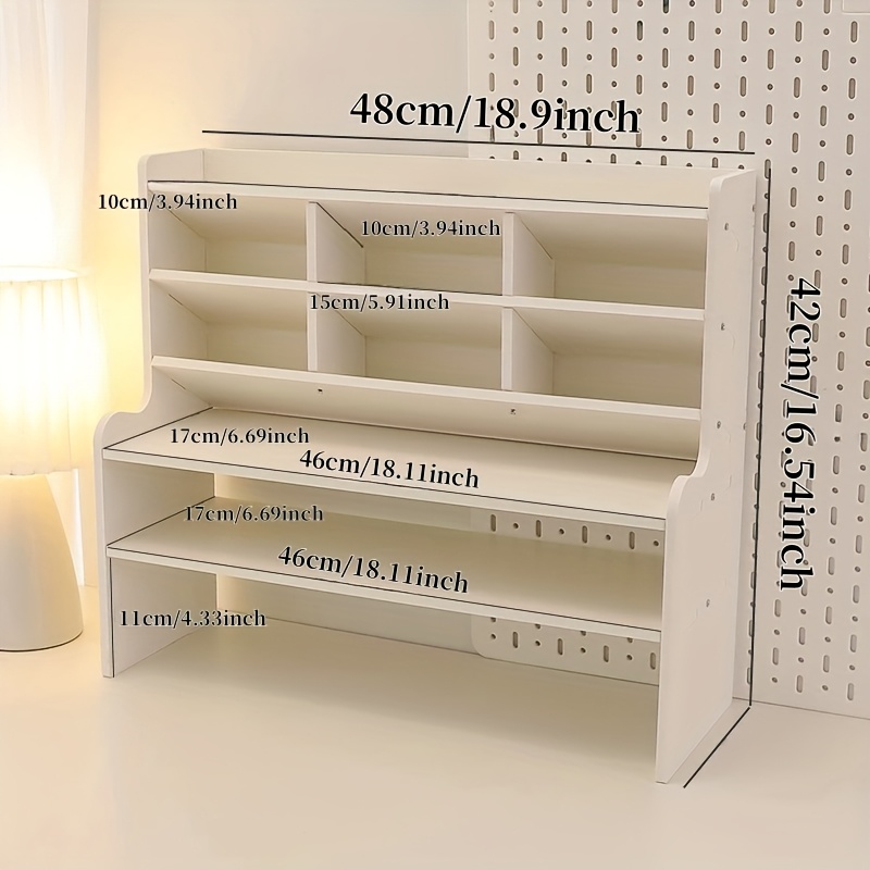 Upgraded Thickened Double-layer Desktop Bookshelf, Dormitory Study Desk, Home Office Tabletop Storage Rack, Slanted Pen Holder Stationery Organizer