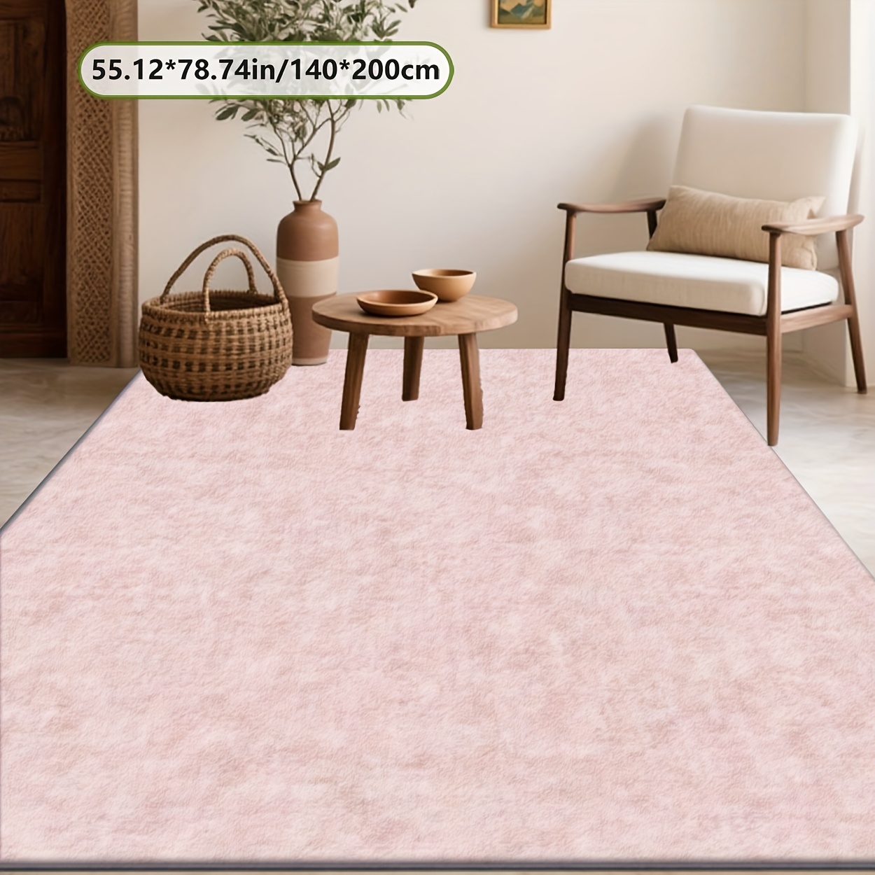 TEMU Soft Velvet   Dot-plush Bottom Pink Pattern Color Block Printed Mat, Non-shedding Soft Mat For Shopping Malls, Cafes, And More â Decor, Living
