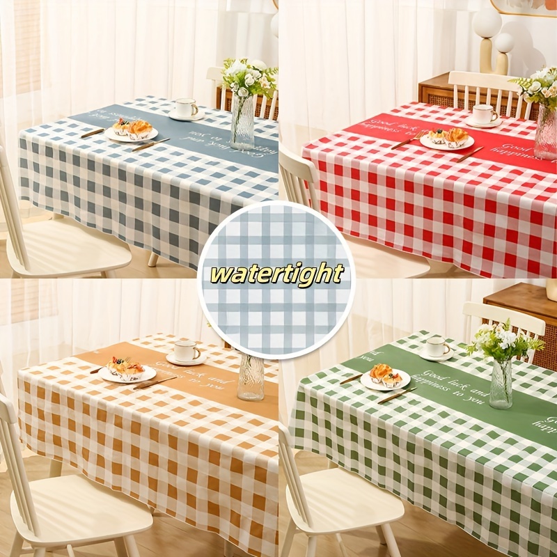 

2- Plastic Rectangle Tablecloth - Oil- Checkered Disposable Table , Stain-, Wipe , -, 54x35