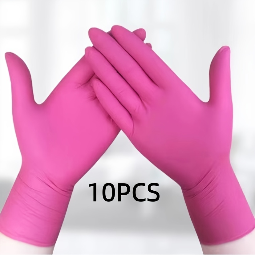 pink disposable nitrile gloves an   for household cleaning
