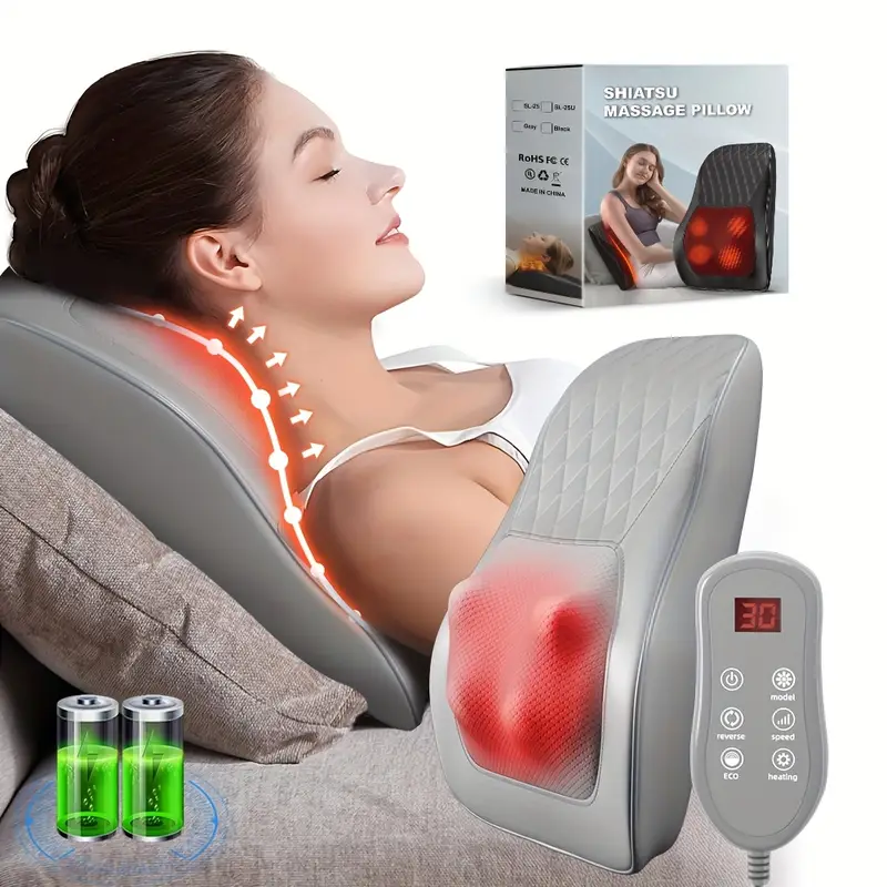 back massager with shoulder massager with 3d kneading massage pillow for back neck shoulder leg rechargeable massagers birthday gifts for women men mom dad details 0
